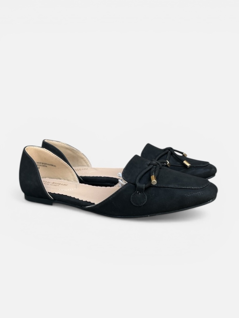 Isaac Mizrahi New York Faux Suede D'Orsay Bow Flat in Black Sz 8